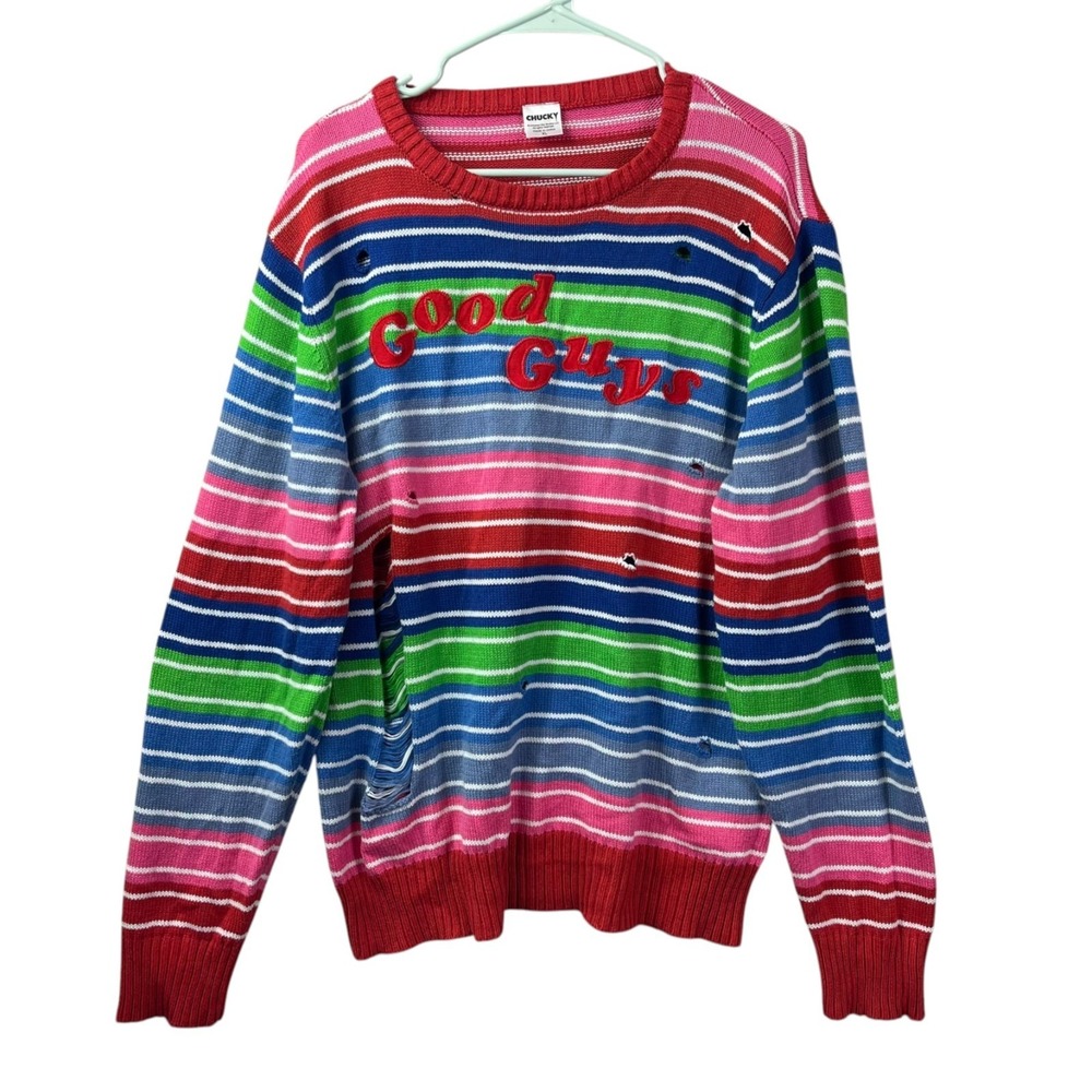 Chucky Good Guys Doll Striped Sweater Mens XL Halloween Costume Long Sleeve